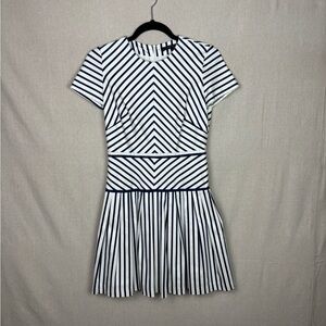 Valentino Striped Pleated Mini Dress Size 2